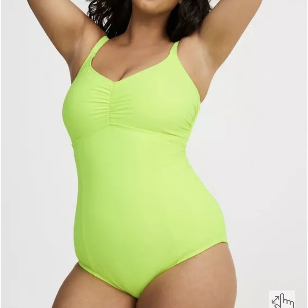 Torrid Acid Yellow Wireless Corset Back One-Piece Swimsuit Sz 4X - Picture 1 of 8